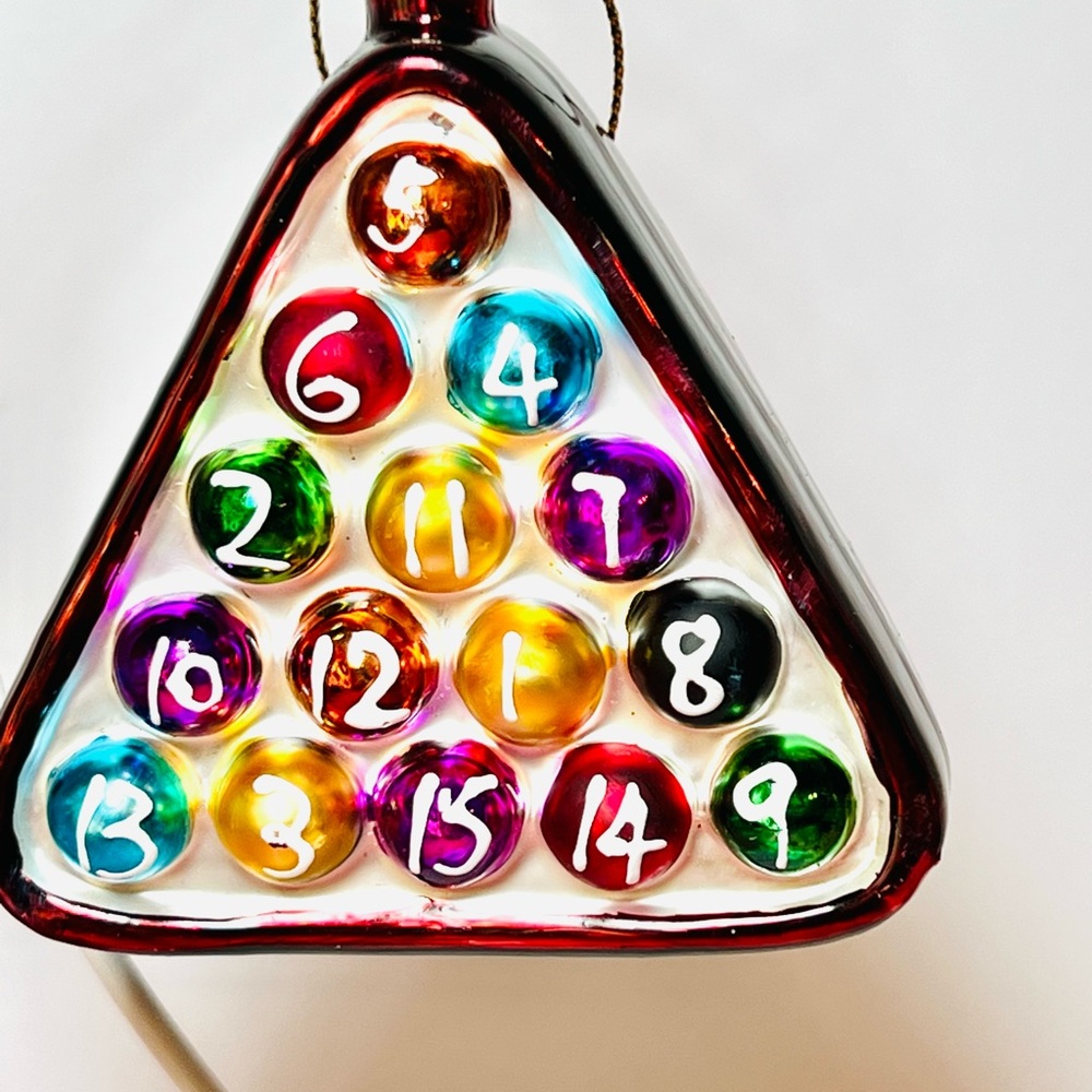 Rack of Billiard Balls Christmas Glass Ornament Pool Table Game Eight Ball - Picture 6 of 8